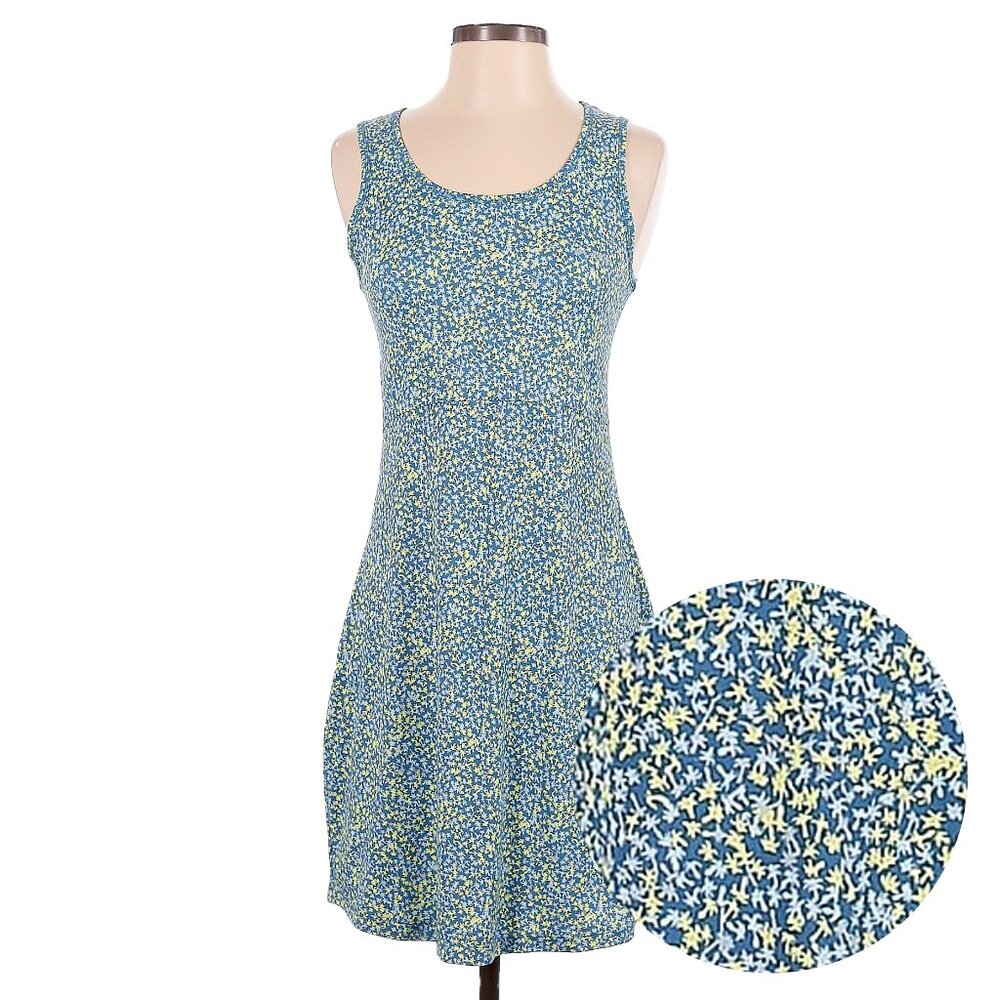 Columbia Omni-Freeze Advanced Cooling Floral Dress Blue Yellow PFG Mini — Size L